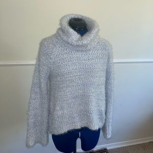 Fluffy powdery blue knit sweater - very soft
